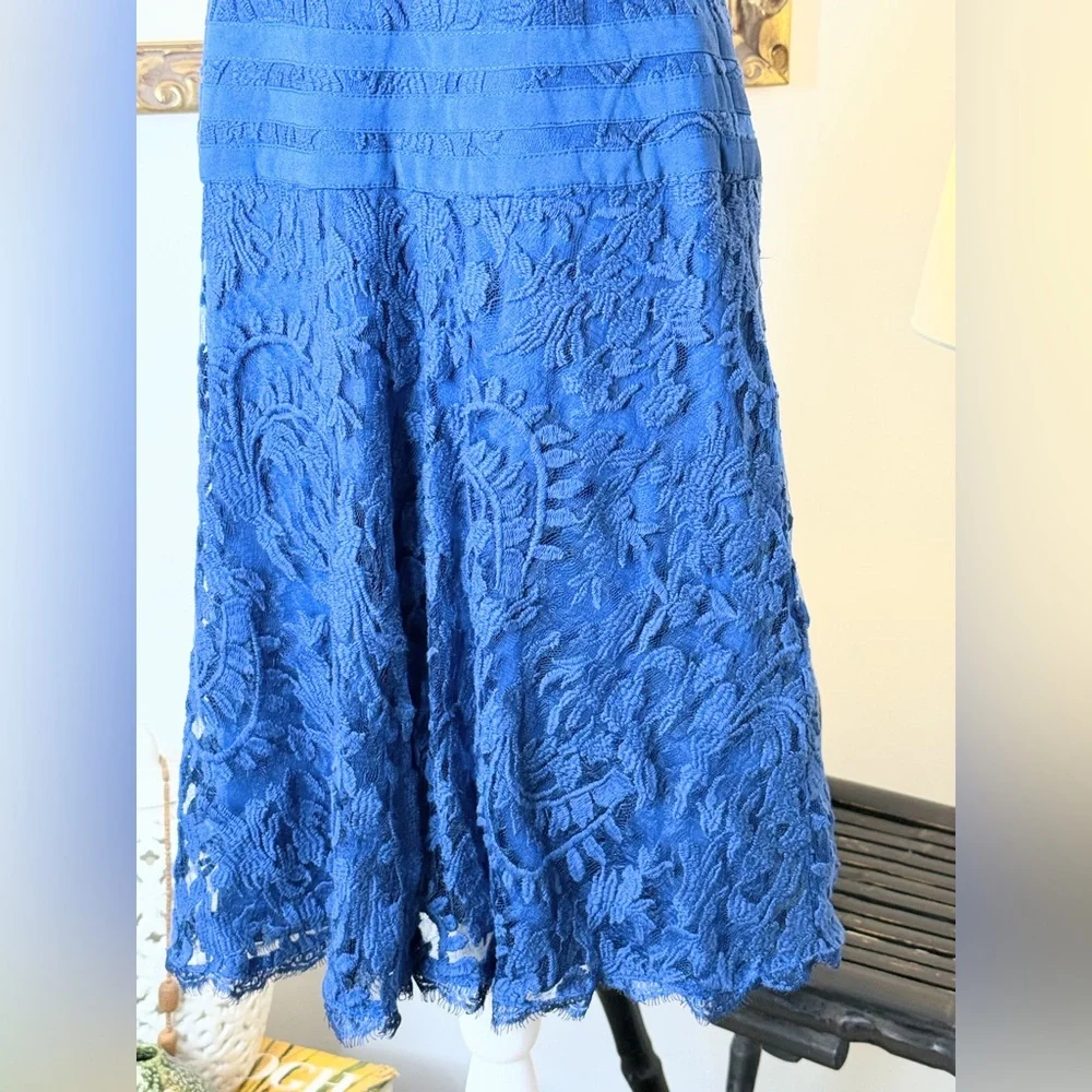 Adrianna Papell Blue Lace Fit & Flare Dress Size 8 Cocktail Party Wedding - Picture 6 of 16